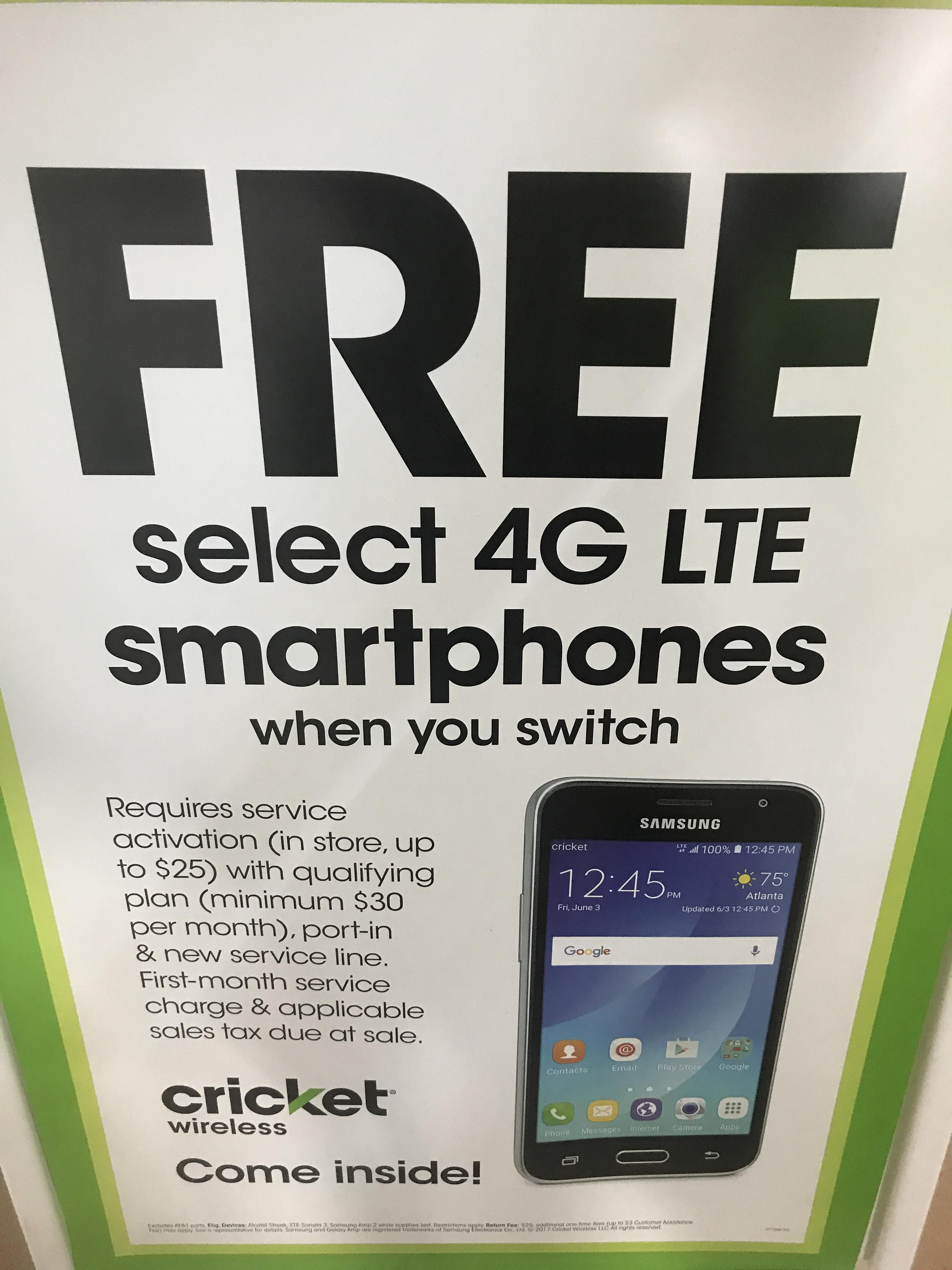 Free Phone when you bring your number to cricket! Destiny USA
