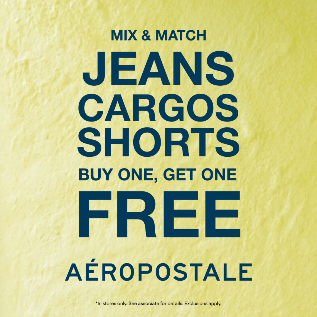 Aeropostale Factory Campaign 188 Mix and Match Jeans Cargos and Shorts Buy One Get One Free EN 1080x1080 1