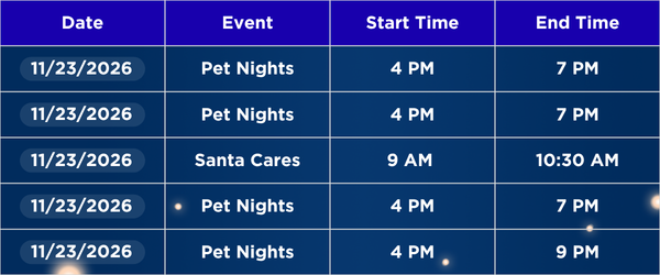 26 Santa Event Dates